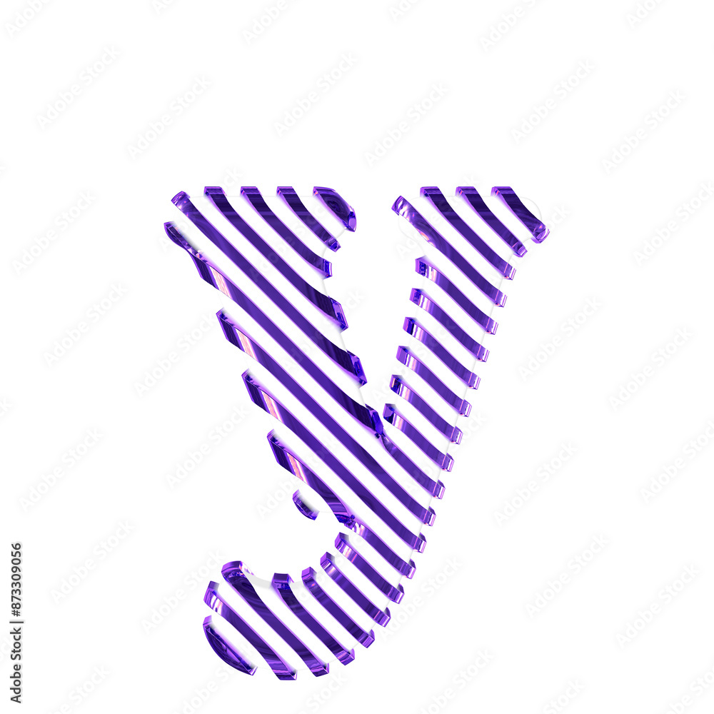 White symbol with dark purple diagonal ultra thin straps. letter y White symbol with dark purple diagonal ultra thin straps. letter y
