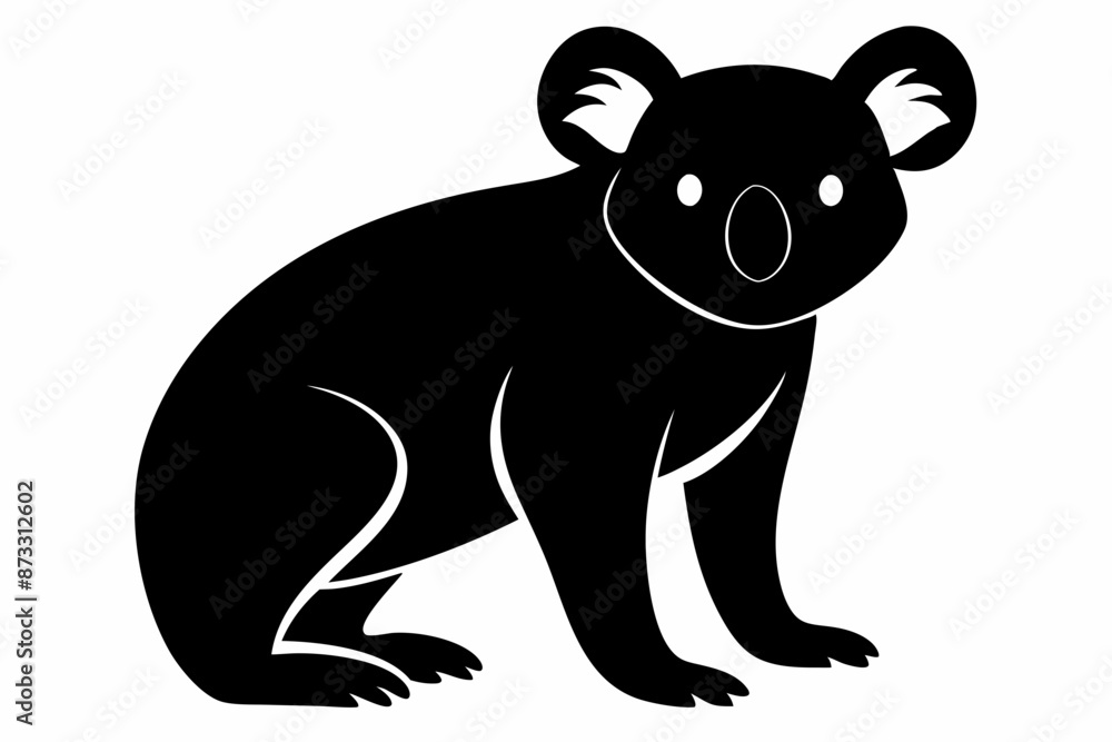 Fototapeta premium Koala Bear vector illustration, Koala Bear jumping isolated on white, Koala Bear silhouette, Koala Bear vector art