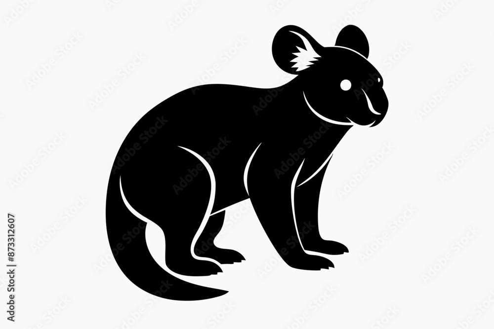 Fototapeta premium Koala Bear vector illustration, Koala Bear jumping isolated on white, Koala Bear silhouette, Koala Bear vector art