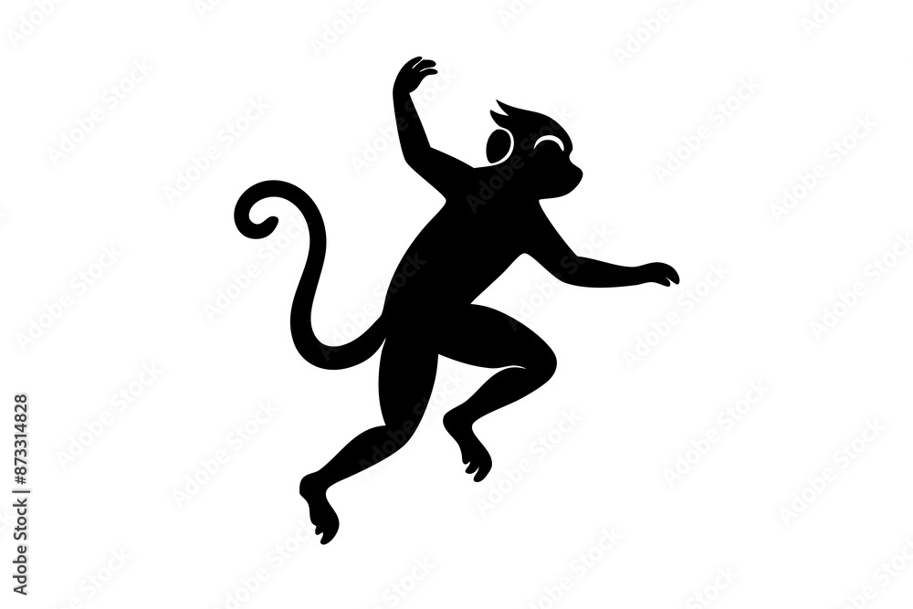 Monkey vector illustration, Monkey jumping isolated on white, Monkey silhouette, Monkey vector art Monkey vector illustration, Monkey jumping isolated on white, Monkey silhouette, Monkey vector art