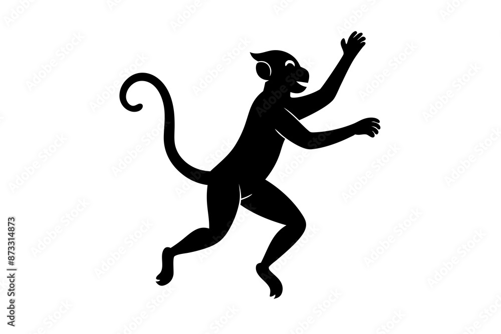 Monkey vector illustration, Monkey jumping isolated on white, Monkey silhouette, Monkey vector art Monkey vector illustration, Monkey jumping isolated on white, Monkey silhouette, Monkey vector art