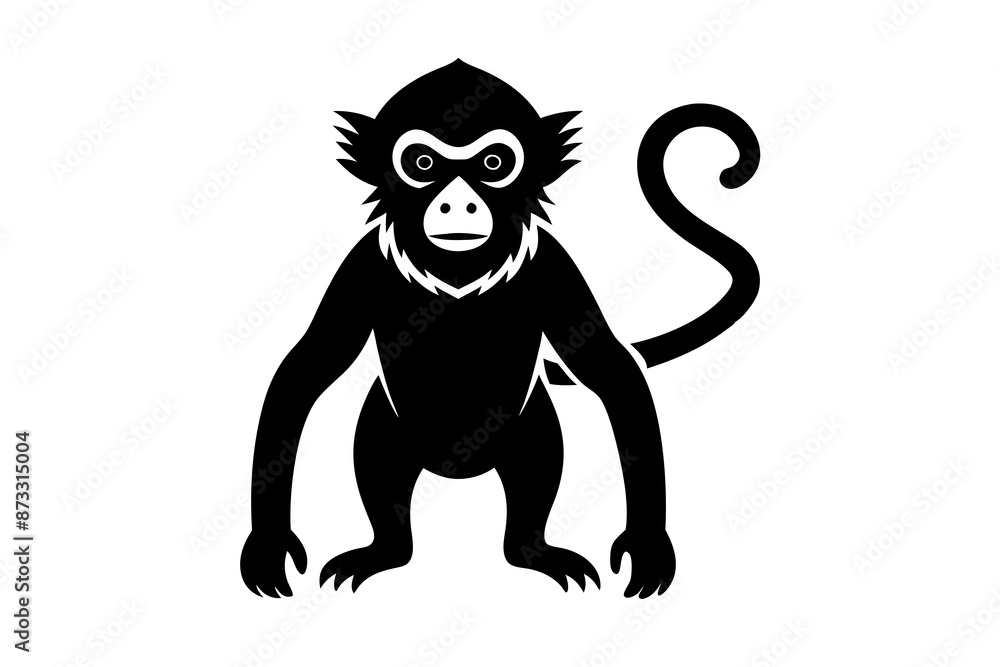 Fototapeta premium Monkey vector illustration, Monkey jumping isolated on white, Monkey silhouette, Monkey vector art