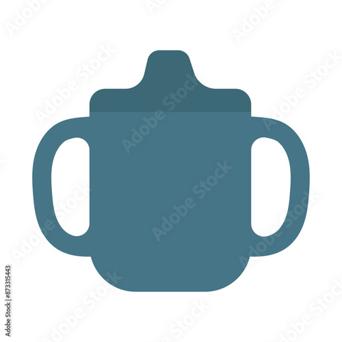 Children dishes, sippy cup. Baby bottle in clip art style. Isolated vector illustration for your design
