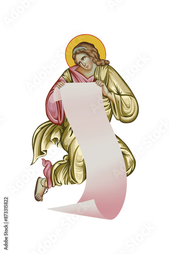 The Angel illustration in Byzantine style isolated