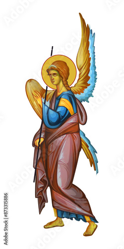 Angel illustration in Byzantine style isolated