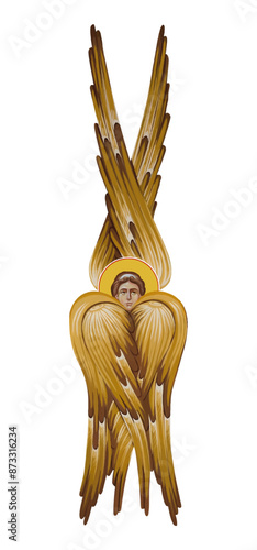Seraphim illustration in Byzantine style isolated