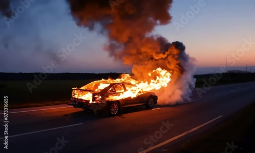 A car on fire (mov) made with Ai generative technology