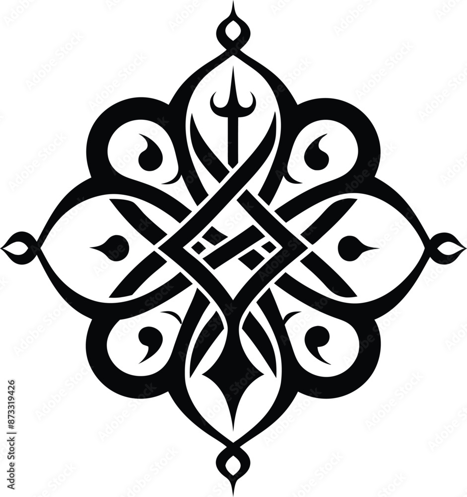 calligraphic pattern illustration black and white calligraphic pattern illustration black and white