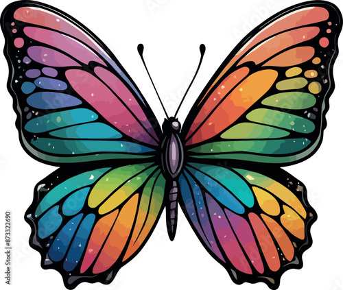 Vibrant Glitter Rainbow Butterfly Designs