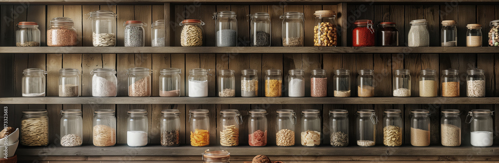 Decluttered Kitchen Pantry: Organized Shelves Showcasing Bulk Items And Clear Counters With Neatly Stored Containers Decluttered Kitchen Pantry: Organized Shelves Showcasing Bulk Items And Clear Counters With Neatly Stored Containers