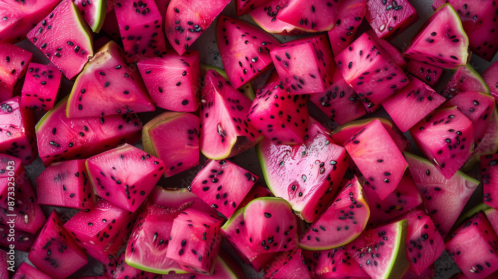 Pieces of pitahaia, with delicate, marbled grains, are like little jewels in a tropical crown. Their juicy flesh with a wonderful taste reminds us of distant corners of the world Pieces of pitahaia, with delicate, marbled grains, are like little jewels in a tropical crown. Their juicy flesh with a wonderful taste reminds us of distant corners of the world