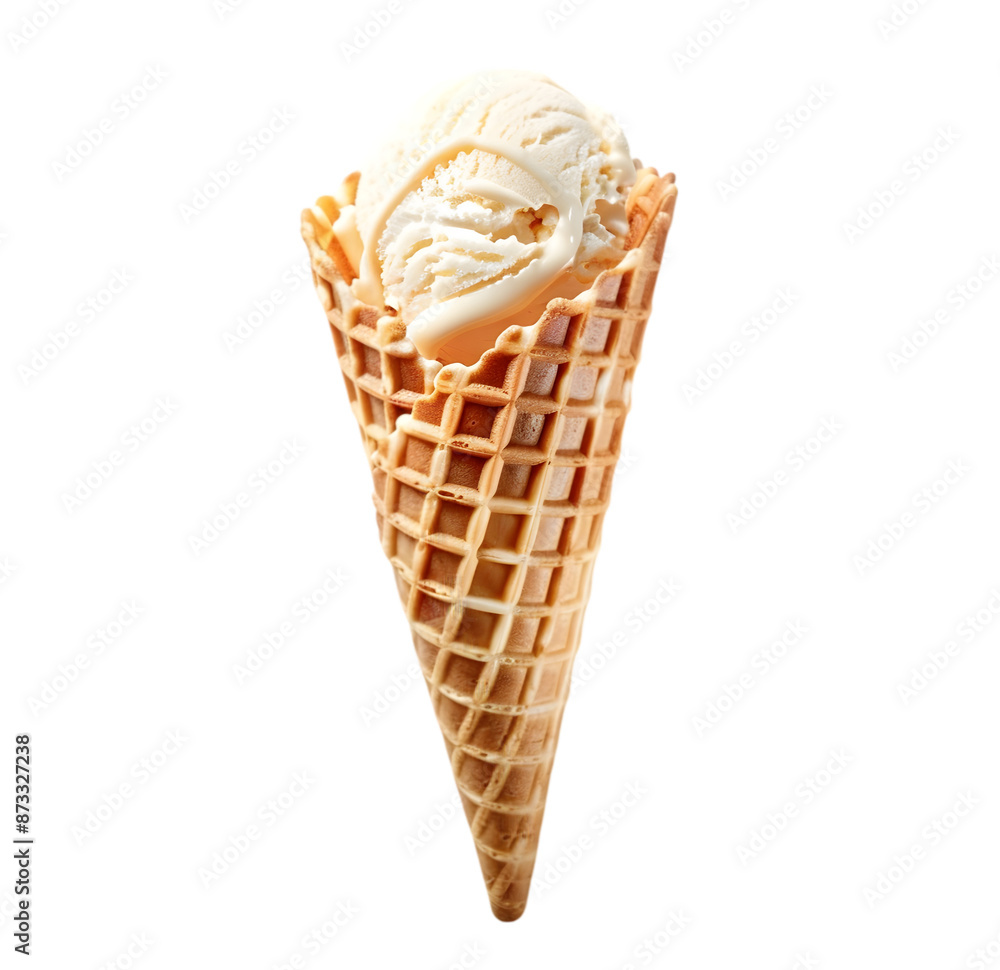 Ice cream with Waffle cone isolated on Transparent background. png Ice cream with Waffle cone isolated on Transparent background. png