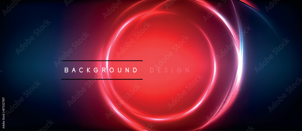 Neon glowing circle rays, light round lines in the dark, planet style neon wave lines. Energetic electric concept design for wallpaper, banner, background Neon glowing circle rays, light round lines in the dark, planet style neon wave lines. Energetic electric concept design for wallpaper, banner, background