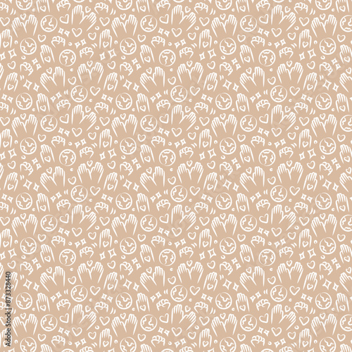 Love, support, well-being pattern for poster, packaging design background colour
