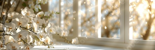 White Orchid Blooms in Soft Morning Light