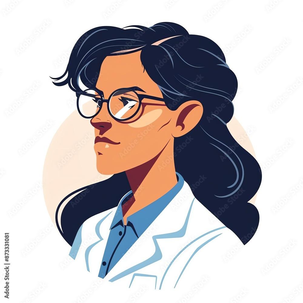 Portrait of a Confident Female Doctor in Glasses Wearing a Lab Coat Portrait of a Confident Female Doctor in Glasses Wearing a Lab Coat