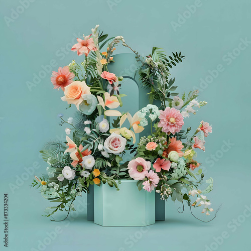 Amidst a tranquil garden, a symphony of tulips dances in the gentle breeze, their vibrant hues of pink, purple, red, and white painting a picturesque scene of springtime bliss.