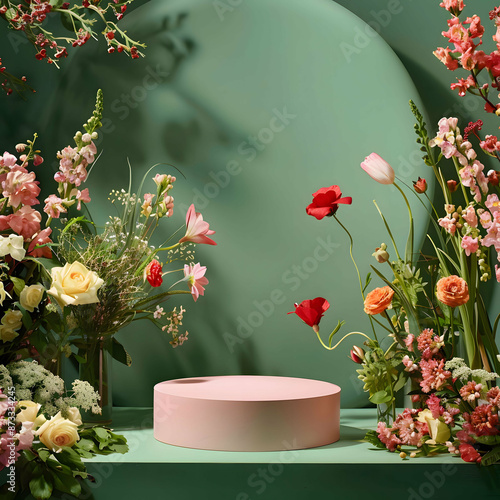 Amidst a tranquil garden, a symphony of tulips dances in the gentle breeze, their vibrant hues of pink, purple, red, and white painting a picturesque scene of springtime bliss.