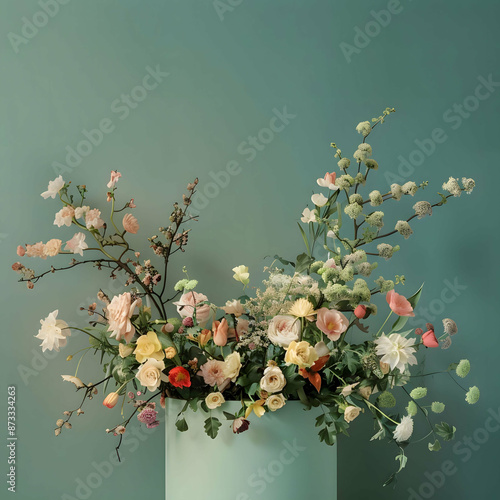 Amidst a tranquil garden, a symphony of tulips dances in the gentle breeze, their vibrant hues of pink, purple, red, and white painting a picturesque scene of springtime bliss.