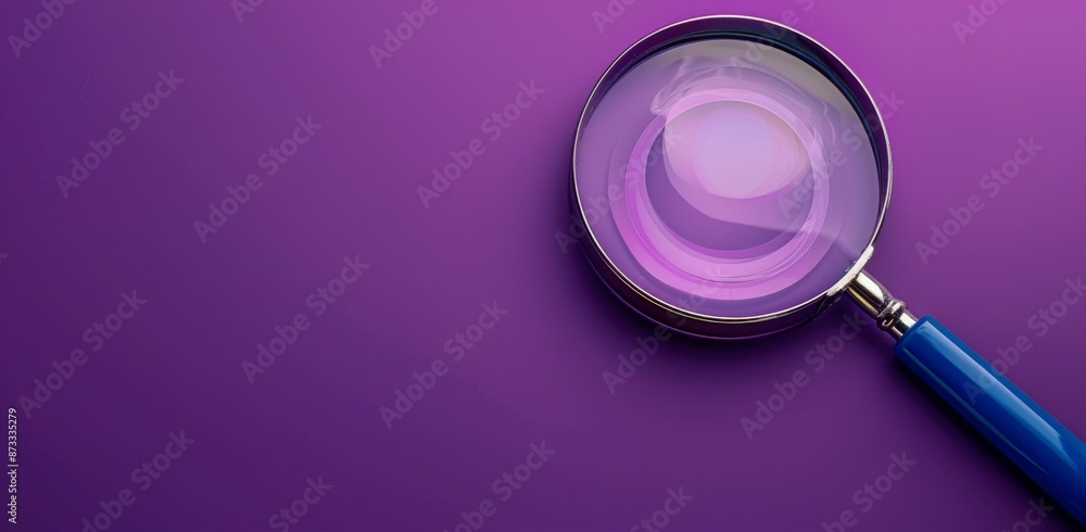 Purple Magnifying Glass On Purple Background Purple Magnifying Glass On Purple Background