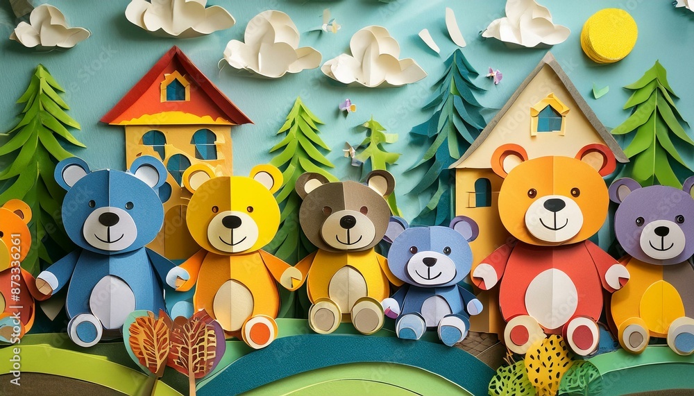 Fototapeta premium decoraciones de ositos de papel 9