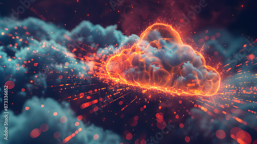 Wallpaper Mural Cloud computing technology concept. 3d rendering toned image double exposure design Torontodigital.ca