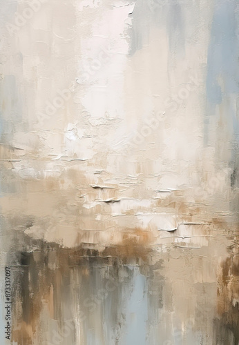 Abstract beige and brown oil painting, neutral tones, textured canvas.. © Zauresh