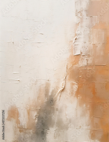Abstract beige and brown oil painting, neutral tones, textured canvas..