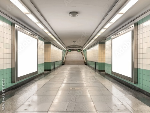 Mockup image of portrait billboard blank in the subway station for advertisement © Business Pics