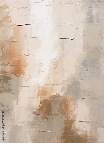 Abstract beige and brown oil painting, neutral tones, textured canvas..