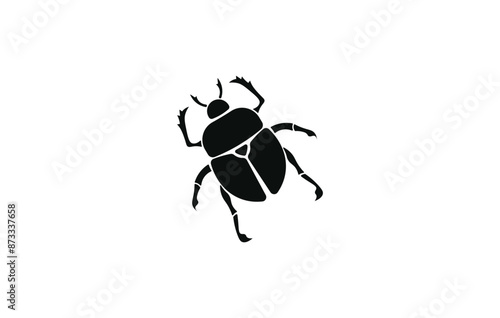 Vector illustration of a black beetle on a white background