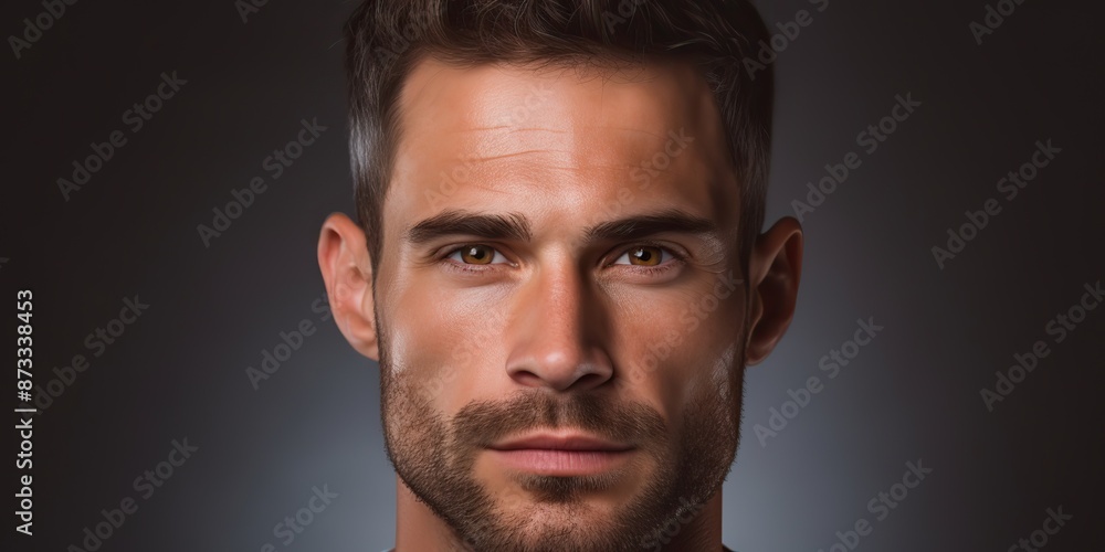 Handsome white man with serious face portrait looking at camera scene Handsome white man with serious face portrait looking at camera scene