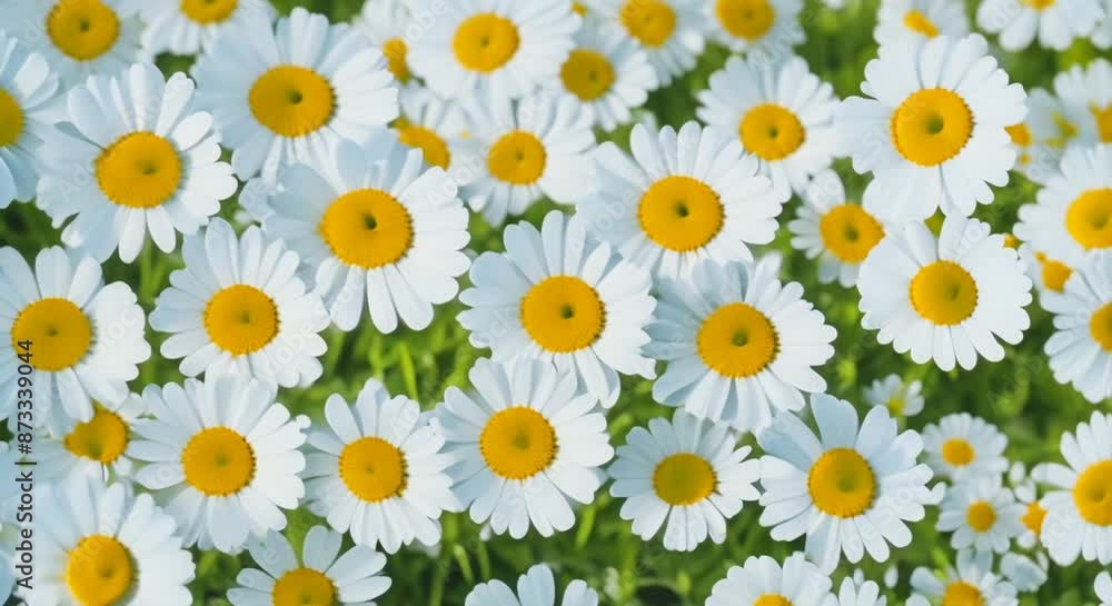 Spring flowers top view on Daisy flowers and scattered petals Flat lay spring or summer chamomile on light blue background in sunny day White petals are falling on heads of Blooming Bellis flowers 4k Spring flowers top view on Daisy flowers and scattered petals Flat lay spring or summer chamomile on light blue background in sunny day White petals are falling on heads of Blooming Bellis flowers 4k