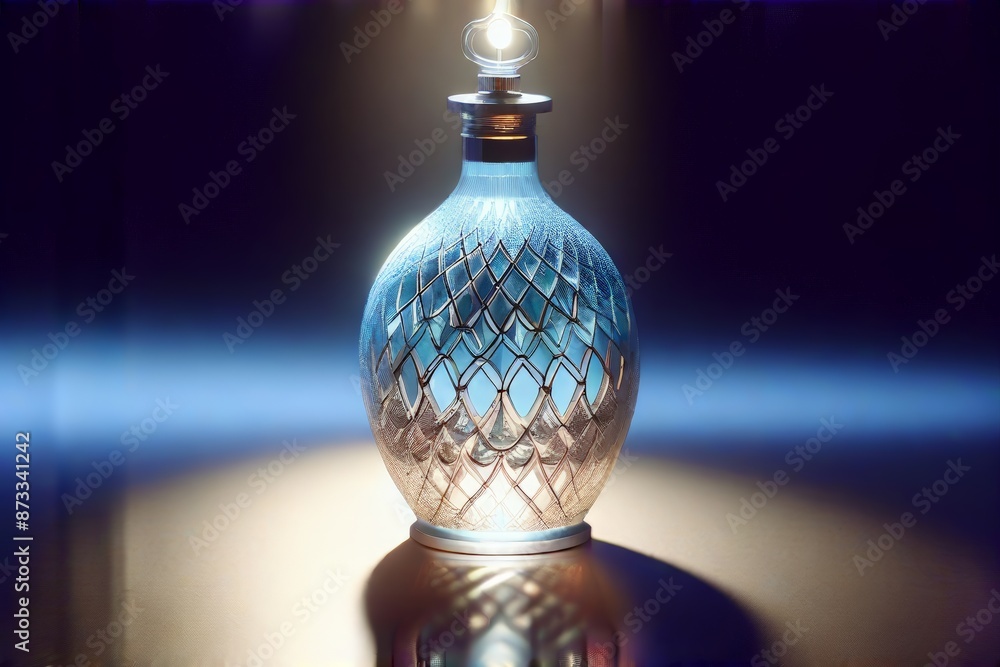 Enchanted elegance: a majestic, intricate bottle glowing with illuminated liquid. Enchanted elegance: a majestic, intricate bottle glowing with illuminated liquid.