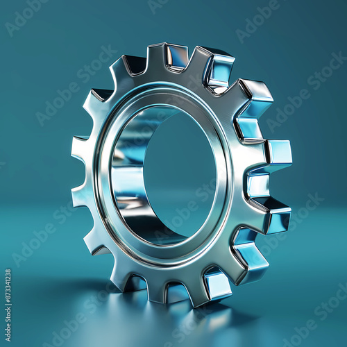 shiny sliver gears isolated on blue background