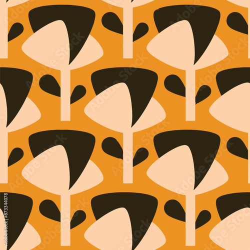 Trendy floral seamless pattern collection. Set of vintage 70s style flower background illustration. Colorful pastel color groovy artwork bundle, y2k nature backgrounds with spring plants