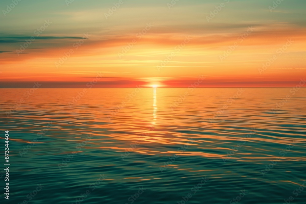 A breathtaking sunset over calm waters, with vibrant orange and gold hues reflected on the rippling ocean surface. A breathtaking sunset over calm waters, with vibrant orange and gold hues reflected on the rippling ocean surface.