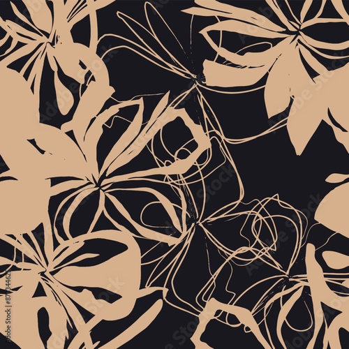 Trendy floral seamless pattern collection. Set of vintage 70s style flower background illustration. Colorful pastel color groovy artwork bundle, y2k nature backgrounds with spring plants