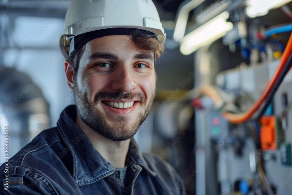 Caucasian handsome man smiling, Electrical Engineer Caucasian handsome man smiling, Electrical Engineer