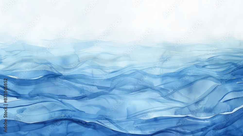 An abstract watercolor painting in classic blue, featuring gentle ripples and fluid waves that convey a sense of calm movement. An abstract watercolor painting in classic blue, featuring gentle ripples and fluid waves that convey a sense of calm movement.