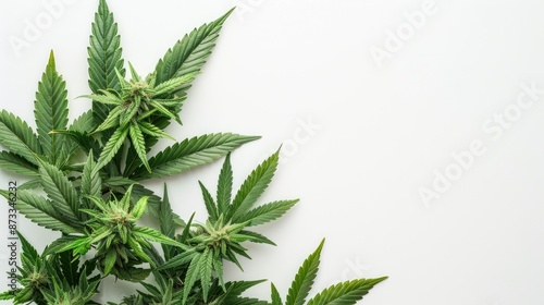 Marijuana Flowers on White Background with Space for Text