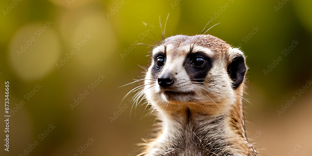 Φωτογραφία Close-up portrait of a curious meerkat against a blurred natural background, perfect for wildlife documentaries, educational materials, or animal-themed projects