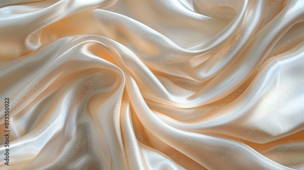 Fototapeta premium A silky fabric cascading over a smooth surface, creating gentle waves and highlighting the fabric's soft and luxurious texture.