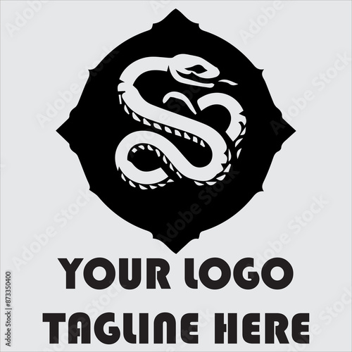 Charming Vintage Snake and Key Symbol Meaningful Snake Key Symbol Powerful Vector Symbol Logo Vintage Snake and Key Symbolizing Protection