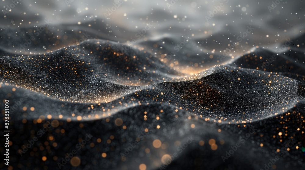 Black Textured Sand with Glitter Background Black Textured Sand with Glitter Background