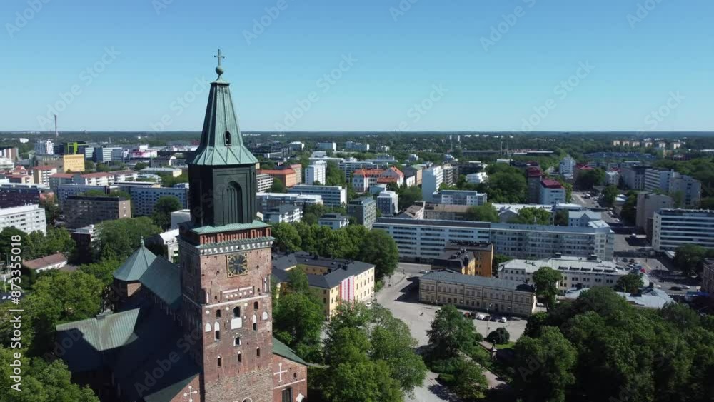 Aerial video of Turku Cathedral on a sunny summer day. Aerial video of Turku Cathedral on a sunny summer day.