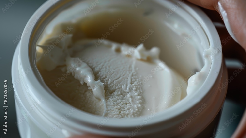 A tight shot of the lid of a yogurt maker jar with fingerprints visible from the users hands as they add in their own preferred mixins. A tight shot of the lid of a yogurt maker jar with fingerprints visible from the users hands as they add in their own preferred mixins.