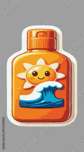 A sun shine sticker on the ocean vector