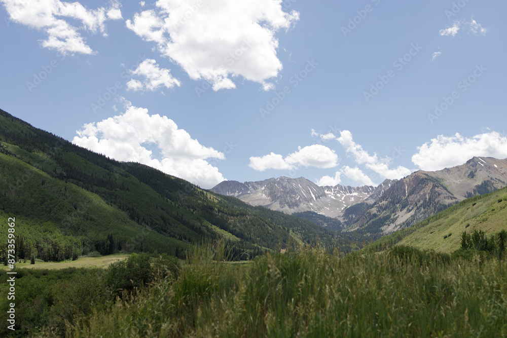 Blue sky and mountains in Aspen, Colorado.
