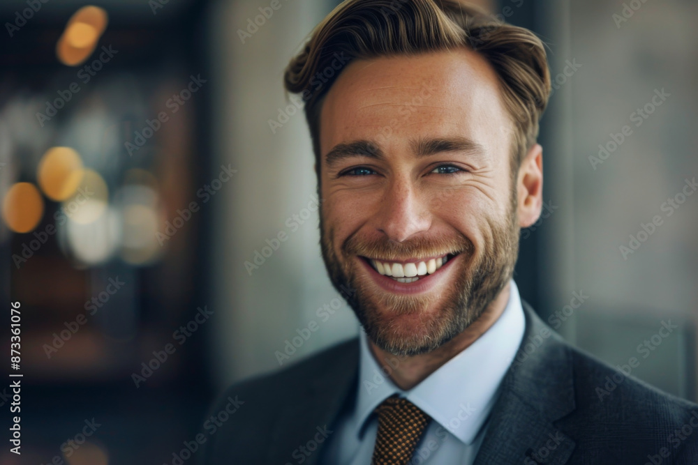 Caucasian handsome man smiling, suit Caucasian handsome man smiling, suit